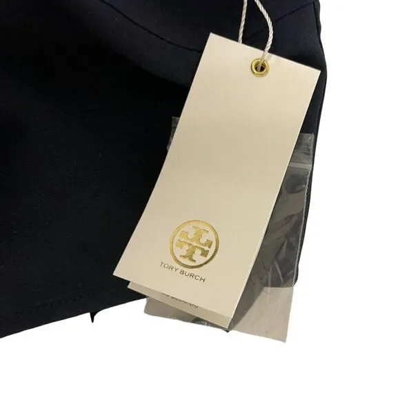 Tory Burch Womens Sleeveless Bow Blouse Shirt Top Size 8 Navy Blue NWT $250